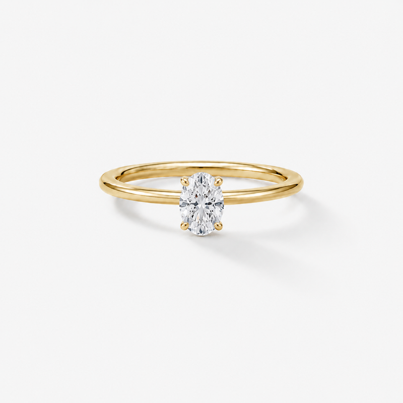 PROMISE Oval Solitaire Verlobungsring mit 0.70ct natürlichem Diamanten in 18k Gelbgold und 4-Krappenfassung