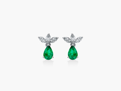 Cluster Elegance Emerald Pear Diamant Ohrstecker