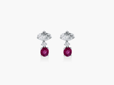 Cluster Elegance Rubin Oval Diamant Ohrstecker