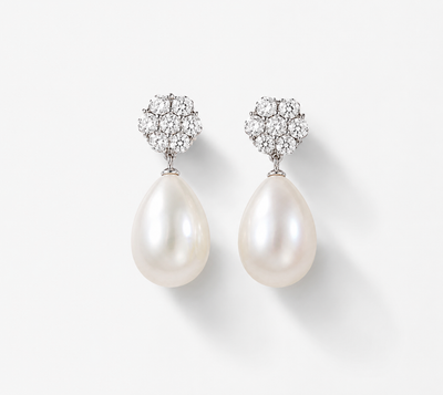 GRACE KELLY Diamant Perlen Tropfen Ohrring