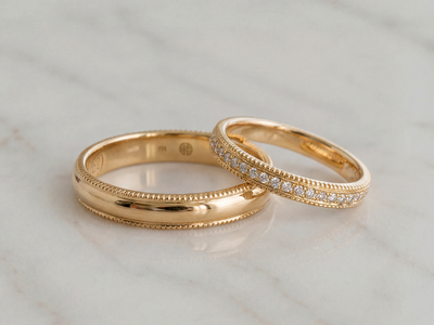 HERITAGE Trauring Set - Milgrain Diamond Ligne