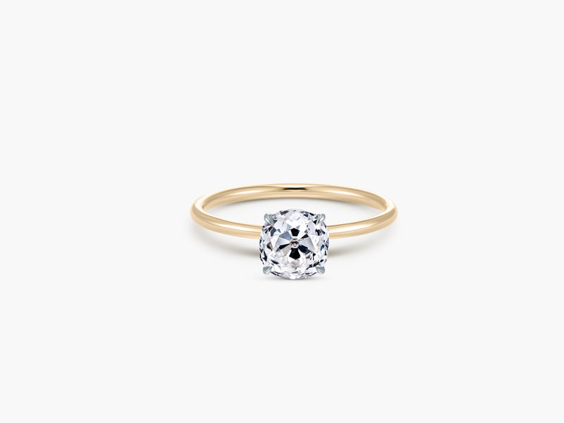 1.06ct Old Mine Cushion Cut Verlobungsring mit antikem Diamant in 18k Gelbgold