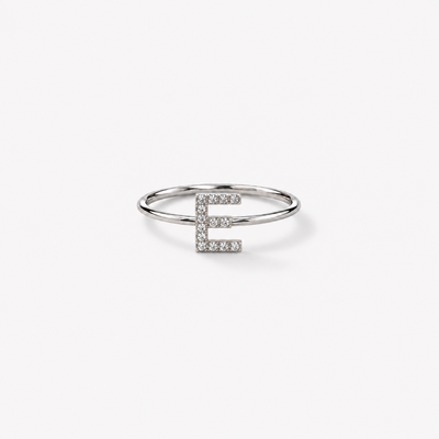 Diamant Buchstaben Ring E · 18k Weissgold – initial e weissgold airy