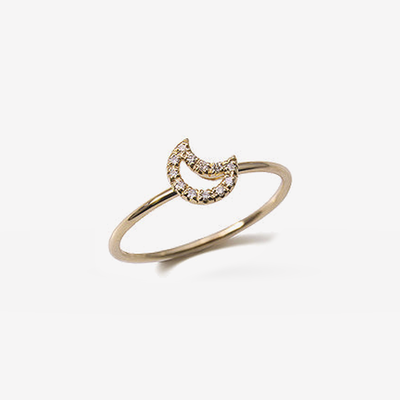 Diamant Mond Ring in 18k Gelbgold – Produktansicht