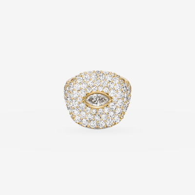 Château de Lumière Diamant Signet Pinky Ring in 18k Gelbgold – Produktansicht