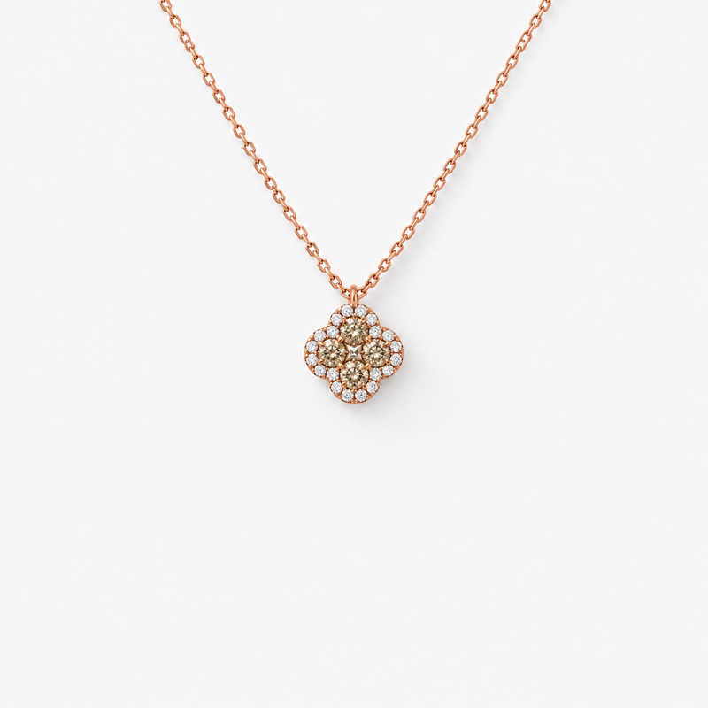 GISELLE Legacy of Elegance Anhänger Halskette Classic mit beige Diamanten in 18k Roségold, Kleeblatt-Motiv