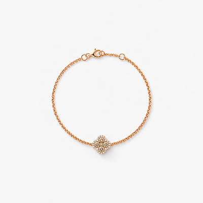 GISELLE Legacy of Elegance Armkette Classic mit beige Diamanten in 18k Roségold, Kleeblatt-Motiv