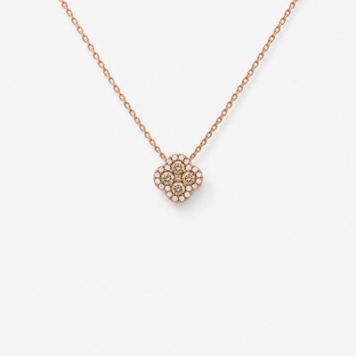 GISELLE Legacy of Elegance Halskette Classic mit beige Diamanten in 18k Roségold, Kleeblatt-Motiv