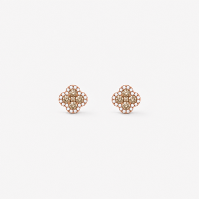 GISELLE Legacy of Elegance Ohrstecker Classic mit beige Diamanten in 18k Roségold, Paar in Frontansicht
