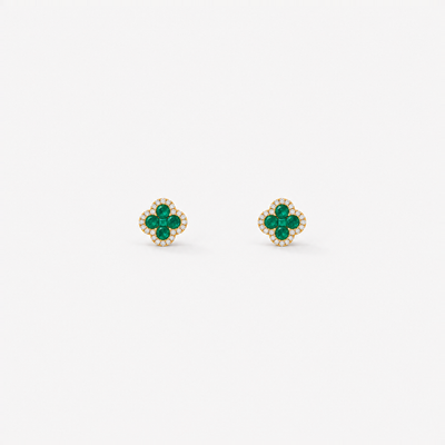 GISELLE Legacy of Elegance Ohrstecker Petite mit grüne Smaragde in 18k Gelbgold, Paar in Frontansicht