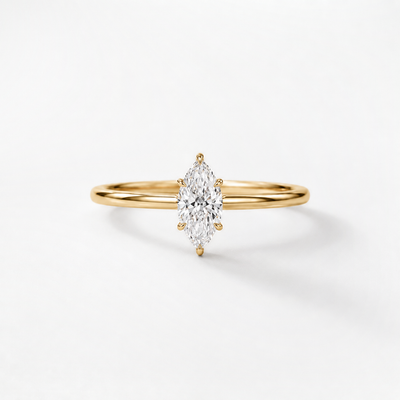 GISELLE PROMISE Marquise Solitaire Verlobungsring mit 0.50ct natürlichem Diamanten in 18k Gelbgold