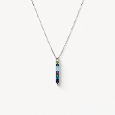 Rainbow ID Halskette · 14k Weissgold – Schmuckdetail
