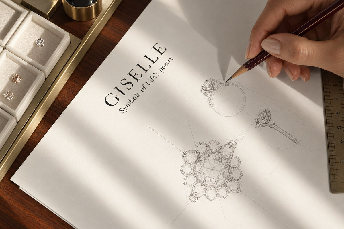 Skizze eines Verlobungsrings im GISELLE Atelier