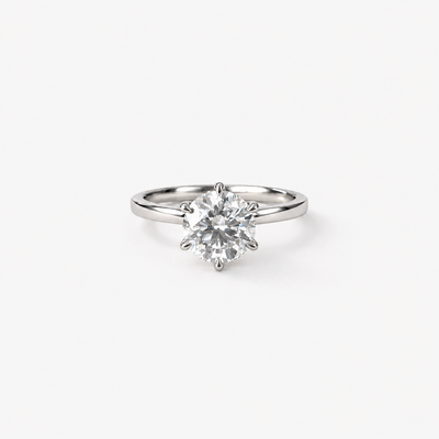 SIGNATURE Skinny in Platin, frontal liegend. Designreferenz mit 1.30 ct für das 1.33-ct-Einzelstück.