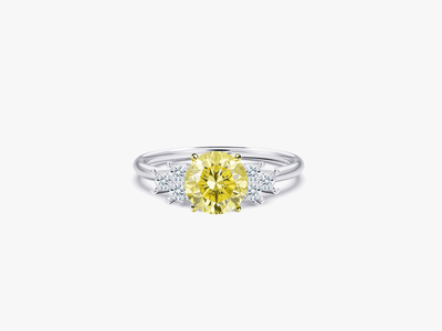 0.81ct Fancy Light Yellow Round Brilliant Cut CINDERELLA Verlobungsring