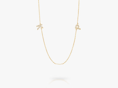 DOUBLE DIAMOND LETTERS NECKLACE