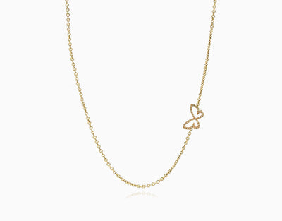 Sideway Butterfly Diamant Halskette